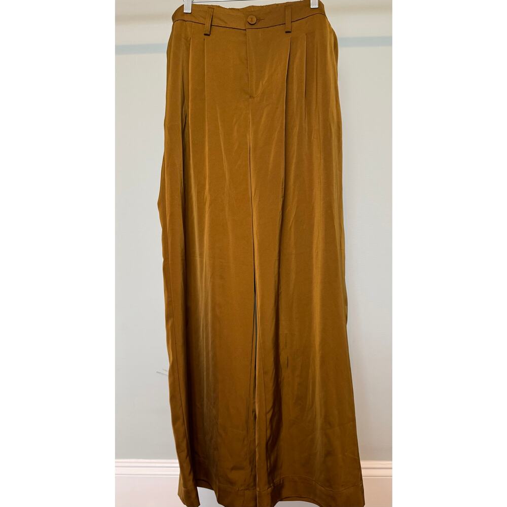 Caramel Brown High Rise Pleated Wide Leg Pants Size 18W - Picture 3 of 5